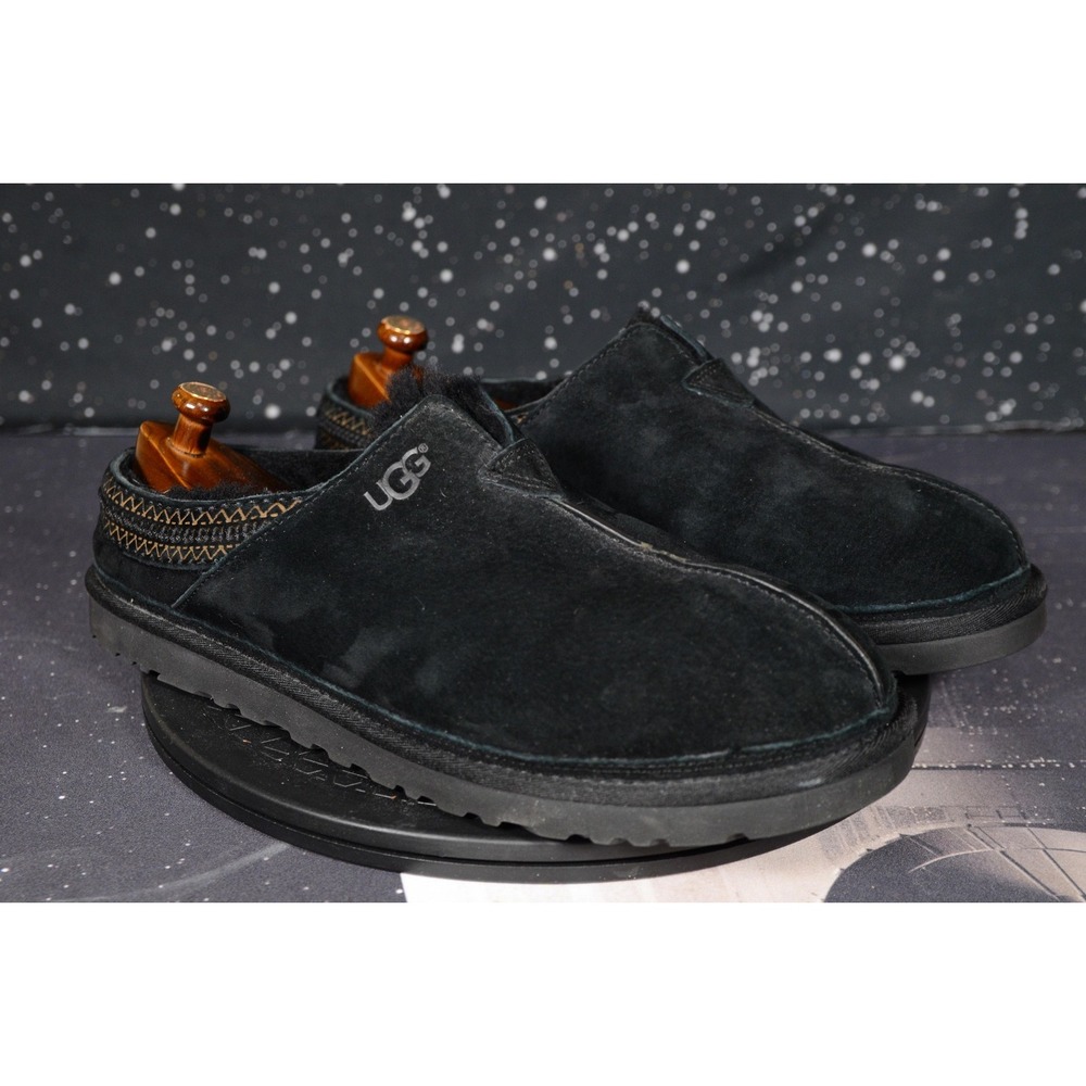 UGG Tasman Slipper Shoes Mens Size 13 Black Suede Sheepskin Lined Mule Indoor